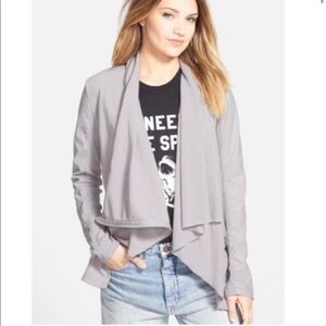 Blank NYC Gray Drapey Mixed Media Moto Jacket